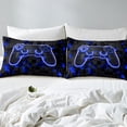 thumbnail image 4 of Gaming Room Duvet Cover Twin Gamer Bedding Set 2 Pcs, Blue Geometry Honeycomb Print Comforter Cover, Gamepad Controller Decor Reversible Bedspread Cover Modern Abstract Plaid Bedding, 4 of 5