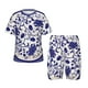 thumbnail image 1 of Balery Blue And White Porcelain Pattern Conjunto de Pijama Infantil de Manga Corta con Estampado – Ropa de Dormir de Algodón Suave-X-Large, 1 of 6