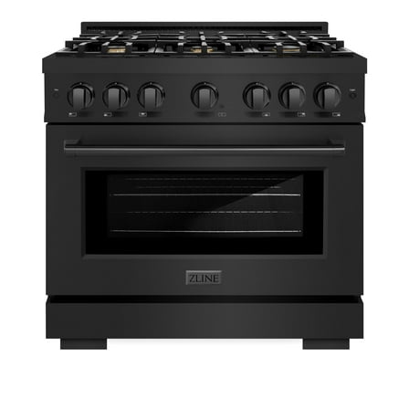 ZLINE 36 in. 5.2 cu. ft. Gas Range with Convection Gas Oven in Black Stainless Steel with 6 Brass Burners (HGRB-BR-36)