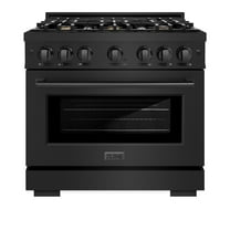 ZLINE 36 in. 5.2 cu. ft. Gas Range with Convection Gas Oven in Black Stainless Steel with 6 Brass Burners (HGRB-BR-36)