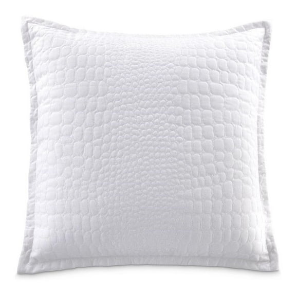 Michael Amini Brilliance 26" Metallic Printed Square Fabric Euro Shams in White