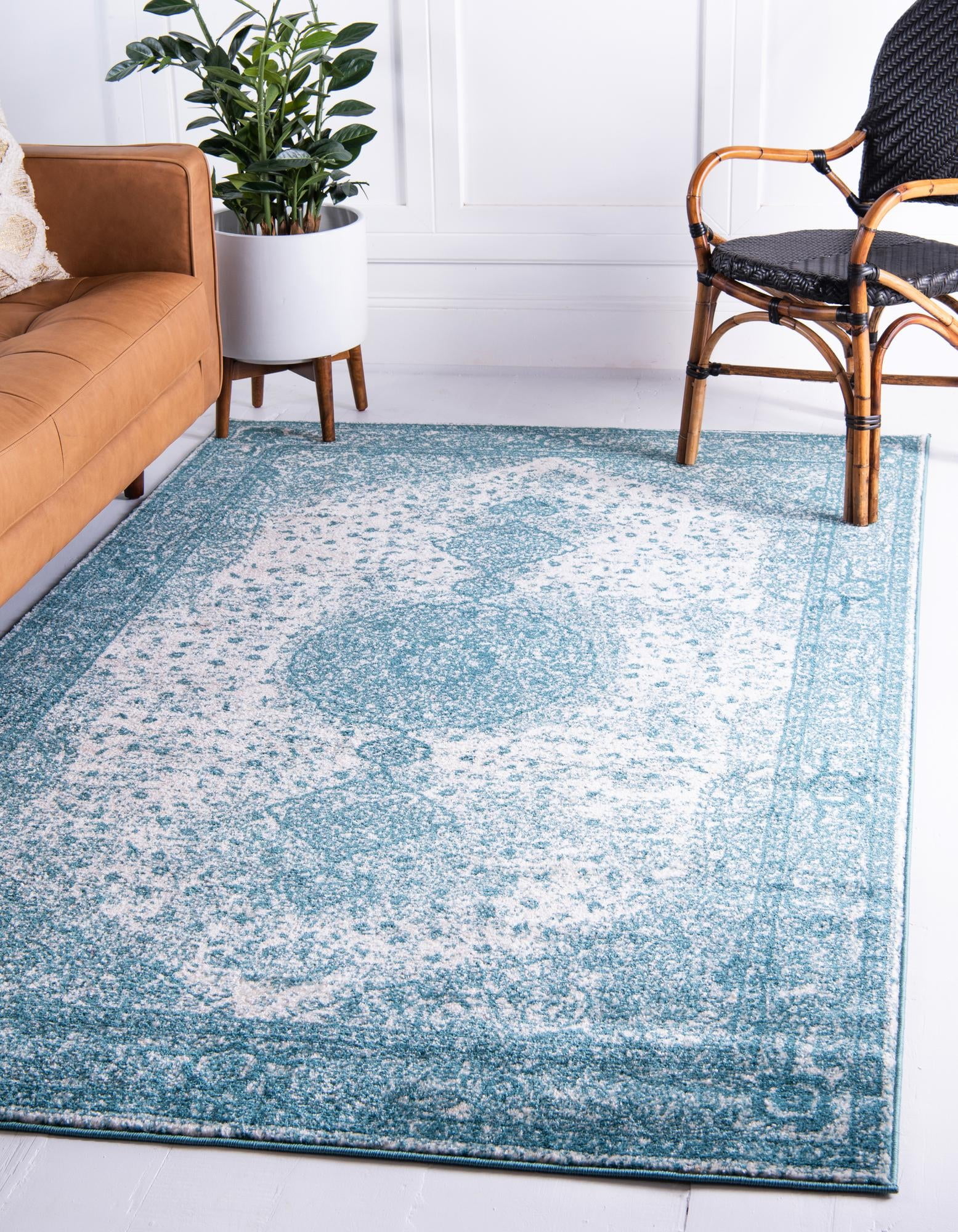 Dover Collection Rug 6' x 9' Turquoise LowPile Rug Perfect