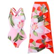 thumbnail image 1 of Gibobby Traje de baño de una pieza Traje de baño de 1 pieza para mujer+1 pieza para cubrir traje de baño de dos piezas con estampado vintage Monokini Bik(Rosa,G), 1 of 4
