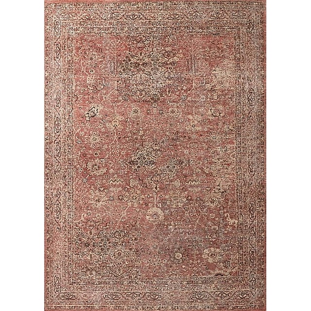 Ahgly Company Indoor Rectangle Mid-Century Modern Dark Salmon Pink Oriental Area Rugs, 2' x 3'