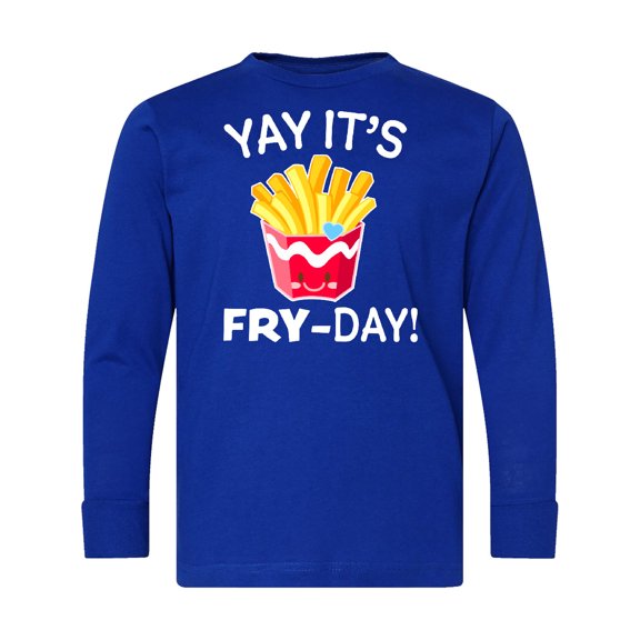 Inktastic Yay Its Fry Day with Cute French Fries Long Sleeve Youth T-Shirt
