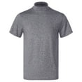 thumbnail image 2 of YONGHS Mens Summer Casual Slim Fit Pullover Tee Tops Mock Turtleneck Lightweight Short Sleeve T-Shirt Dark Grey XXL, 2 of 7