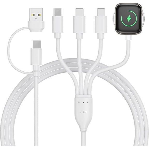 4 in 2 Multi Charging Cable for Apple Watch Charger,USB C Cable Universal Travel Charger with L/Type C Compatible with iPhone 16 15 14 13 iWatch Series 10/9/8/7/6/5/4/3/2/1 Galaxy S23 S22-4FT