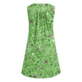 thumbnail image 3 of Wycnly Womens Dresses Beach Fashion Button up Plus Size Flowy Pleated Swing Tunic Tank Mini Sundress Summer Floral Print V-Neck Sleeveless Formal Short Dress Green XXXXL, 3 of 4