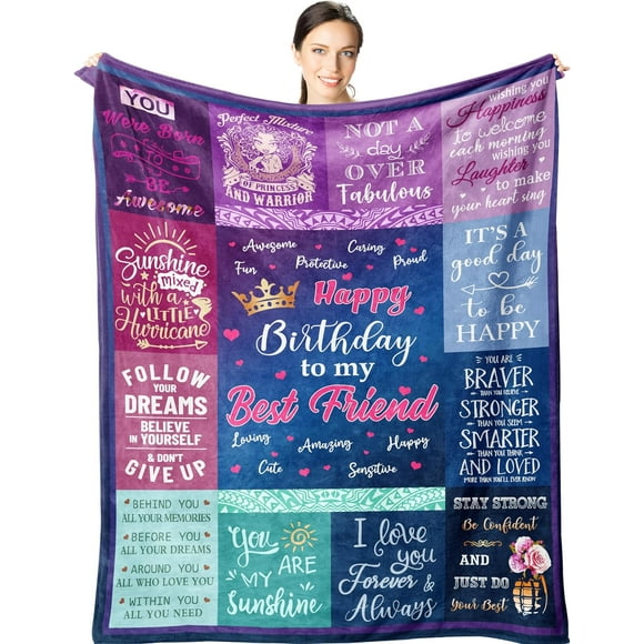 XZYG Cadeaux d'Anniversaire pour Meilleure Amie Cadeaux pour Meilleures Amies Couverture d'Anniversaire Cadeaux d'Anniversaire pour Meilleure Amie Idées de Cadeau d'Anniversaire Unique pour Amie Cadeau d'Anniversaire Amusant pour Meilleure Amie BFF (60*80 Pouces)