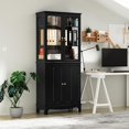 thumbnail image 5 of ARTPOWER 72" Freestanding Kitchen Pantry Storage Sideboard, Classical Tall Cabinet with Glass Door and Adjustable Shelves for Kitchen, Livingroom and Dining Room, Black, 5 of 7