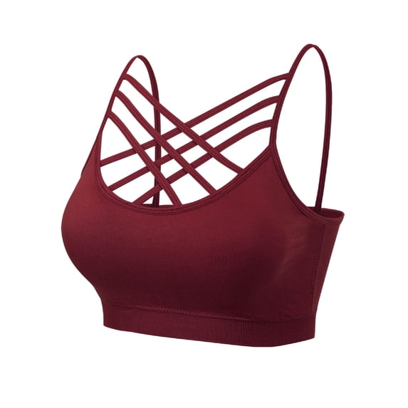 Made by Olivia Women's Front Triple Criss-Cross Bralette Seamless Sport Bra with Removable Pads