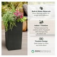 thumbnail image 6 of Self-Watering Square Planter, 13.5"x26", Black - Indoor/Outdoor Planting Container for Flowers & Plants - Modern Garden Decor & Landscaping Accessories, 6 of 9
