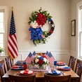 thumbnail image 4 of Patriotic Wreath For Front Door 17.7 Inch Red White Blue Flowers Flag Bow Home Decor for 4th Of July Memorial Day Veterans Day Porch Wall Entryway Office Home Office Wall Decor Gift Holiday Decor, 4 of 7