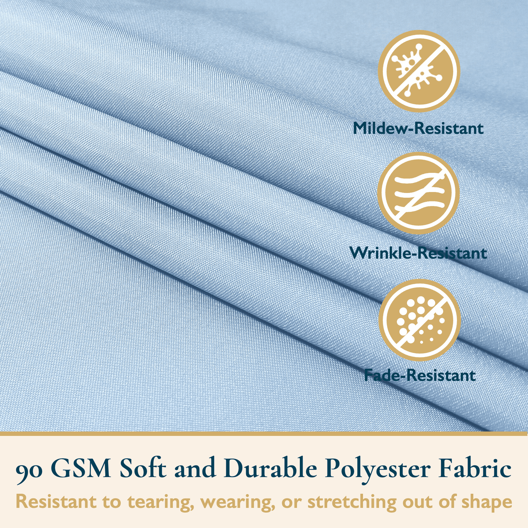 ComfiTime Shower Curtain/Liner with Hooks – 2-in-1 Mold/Mildew-Resistant, Weighted-Hem Fabric Bathroom Curtain, Water-Repellent TPU Coating, Machine-Washable, Fade-Resistant, Blue, 108*72