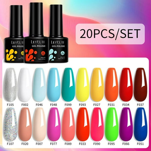 LILYCUTE Juego de manicura 36W Lámpara UV Juego de uñas 10 colores Semipermanente Juego de esmaltes de gel para uñas con capa superior para base Soak Off Lámpara LED UV zhangmengya LED