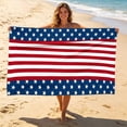 thumbnail image 2 of BZPIZ 4th of July Beach Towels, Red/White/Blue, Highly Absorbent, Quick Dry, Sand Free Lightweight Beach Towel Beach Essentials for Beach Bath Pool Summer & Vacation Independence Day Decorations, 2 of 7