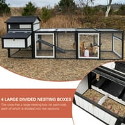 PETSCOSSET Large Wooden Chicken Coop with Run for 4-8 Chickens, Weatherproof Hen House with 2 Nesting Boxes, UV-Proof Roof & 4 Roosting Bars, Extendable Design for Extra Space, Black