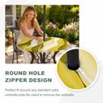 thumbnail image 5 of Round Outdoor Tablecloth with Umbrella Hole and Zipper, Yellow Stripes Fitted Table Cover with Elastic Edge for 36-44 Inch, Retro Farmhouse Gradient Ripple Pattern Waterproof Patio Tablecoths, 5 of 9