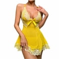 thumbnail image 2 of uublik Sleepwear Sets For Women Valentine's Day Bodysuit V Neck Nightgown Nightwear Sleepwear Yellow, 2 of 6