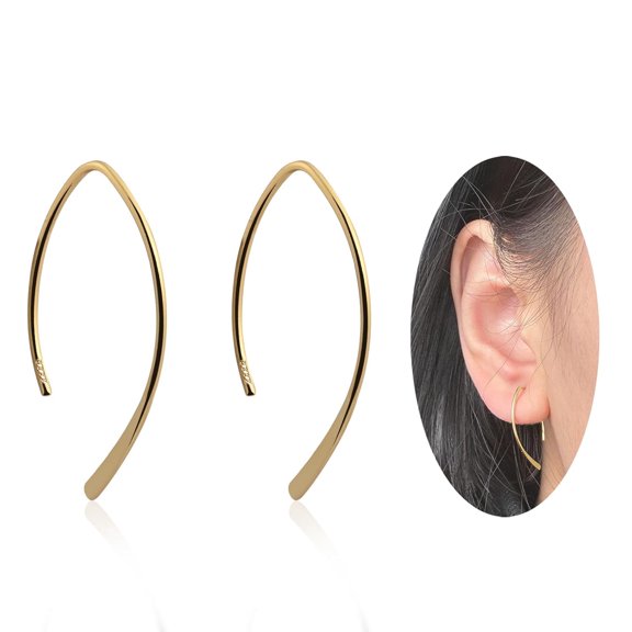 Pull Through Earrings Threader Earrings Sterling Silver Plated Earrings Hypoallergenic Minimalist Earrings Thread Earrings Drop Earrings for Women Trendy