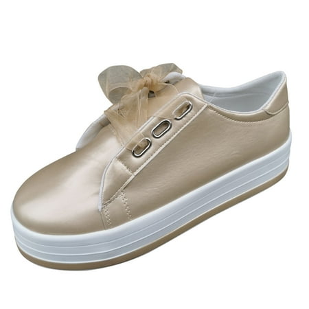 

Blphud Women s Casual Sneakers Summer Shoes for Women 2024 Casual Womens Flip Flop Shoes Women s Fashion Leather Solid Color Strap Round Toe Platform Casual Shoes Lace Up Sneakers Gold 41