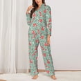 thumbnail image 2 of Lsque Autumn Branches Fox and Mushrooms Pattern Long Sleeve Pajama Set for Women - Soft 2-Piece Sleepwear and Loungewear Set with Pockets, Comfy Nightwear-Medium, 2 of 7