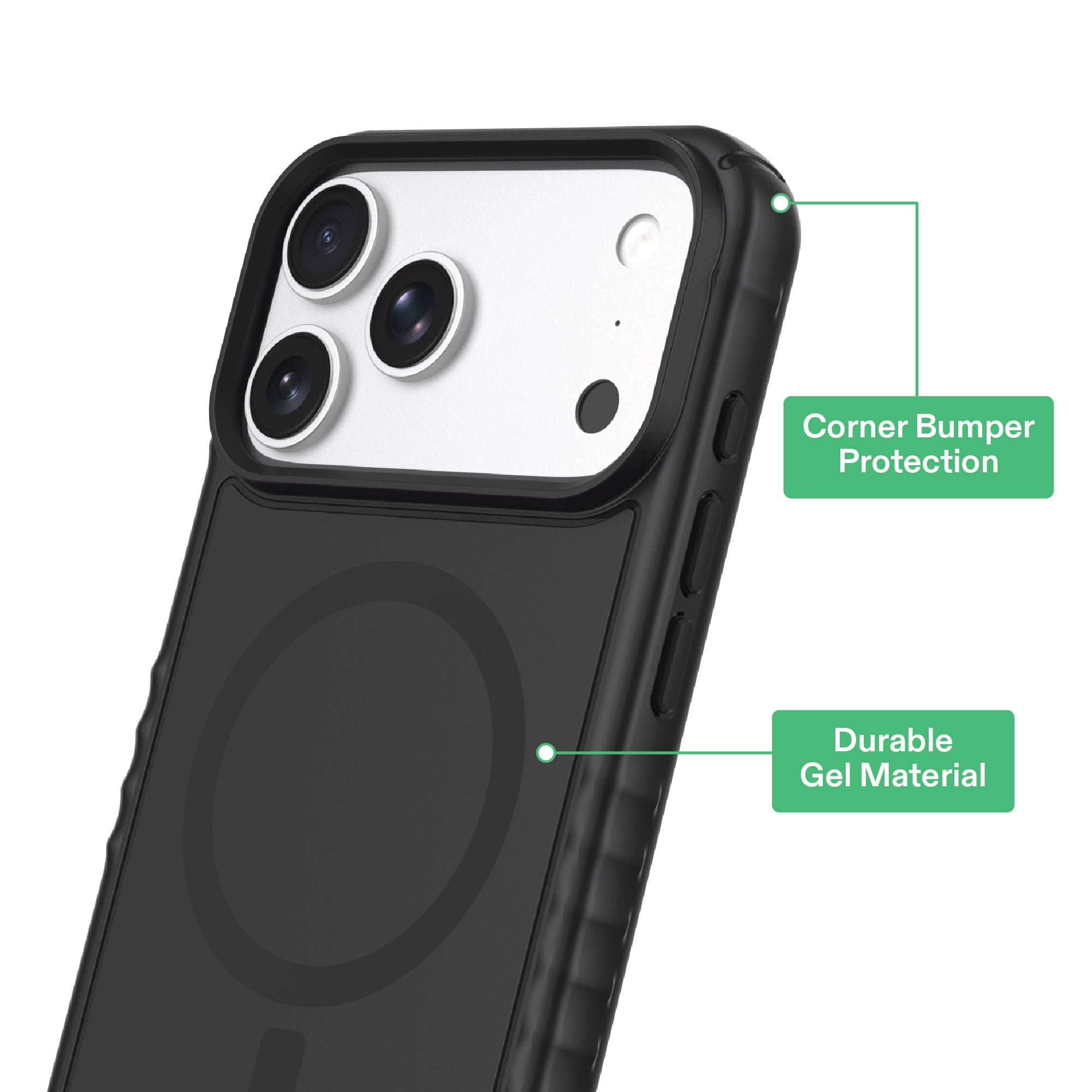 onn Protective Gel Phone Case for iPhone 18 Pro Max / 17 Pro Max, MagSafe Compatible - Black