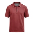 thumbnail image 5 of Men's Polo Shirts Short Sleeve Solid Pique Knit Slim Fit Collared Golf Shirts Men's Casual Shirts Business Casual Shirts Red M, 5 of 6