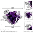 thumbnail image 4 of Juwaliy Women Heart Ring Silver Plated Rose Flower February Birthstone Amethyst Purple Solitaire Ring Jewelry Girlfriend Valentine's Day Gift, 4 of 12