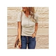thumbnail image 2 of Luxsea Women Pure Color Short Sleeve Thread Knitting Slimming New Slim T-shirt Female Blouse, 2 of 2