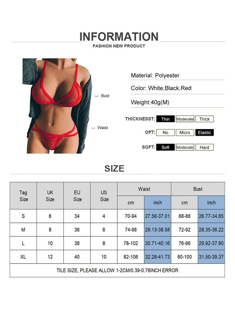 Julycc Womens Mesh Sheer Bra G-String Set Sexy Lingerie Nightwear Underwear  Sleepwear