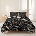 thumbnail image 3 of Queen Quilt Set 90''x96'', Boho Black Floral Lightweight Bedspread Coverlet with 2 Pillow Shams, Farmhouse Botanical Vintage Paisley Flower Breathable All Season Quilt Bedding for Bedroom/Guest Room, 3 of 9