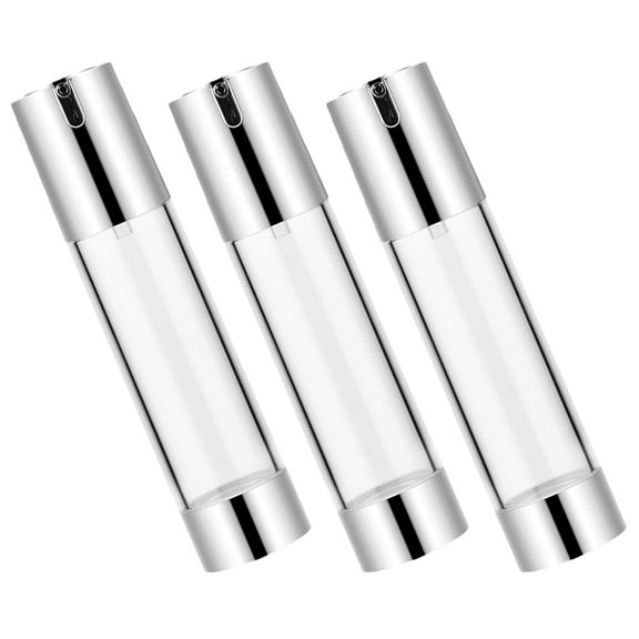 PBPBOX 3Pcs Airless Pump Bottle Silver Refillable LeakProof Cosmetics Container UShaped Simple Structure