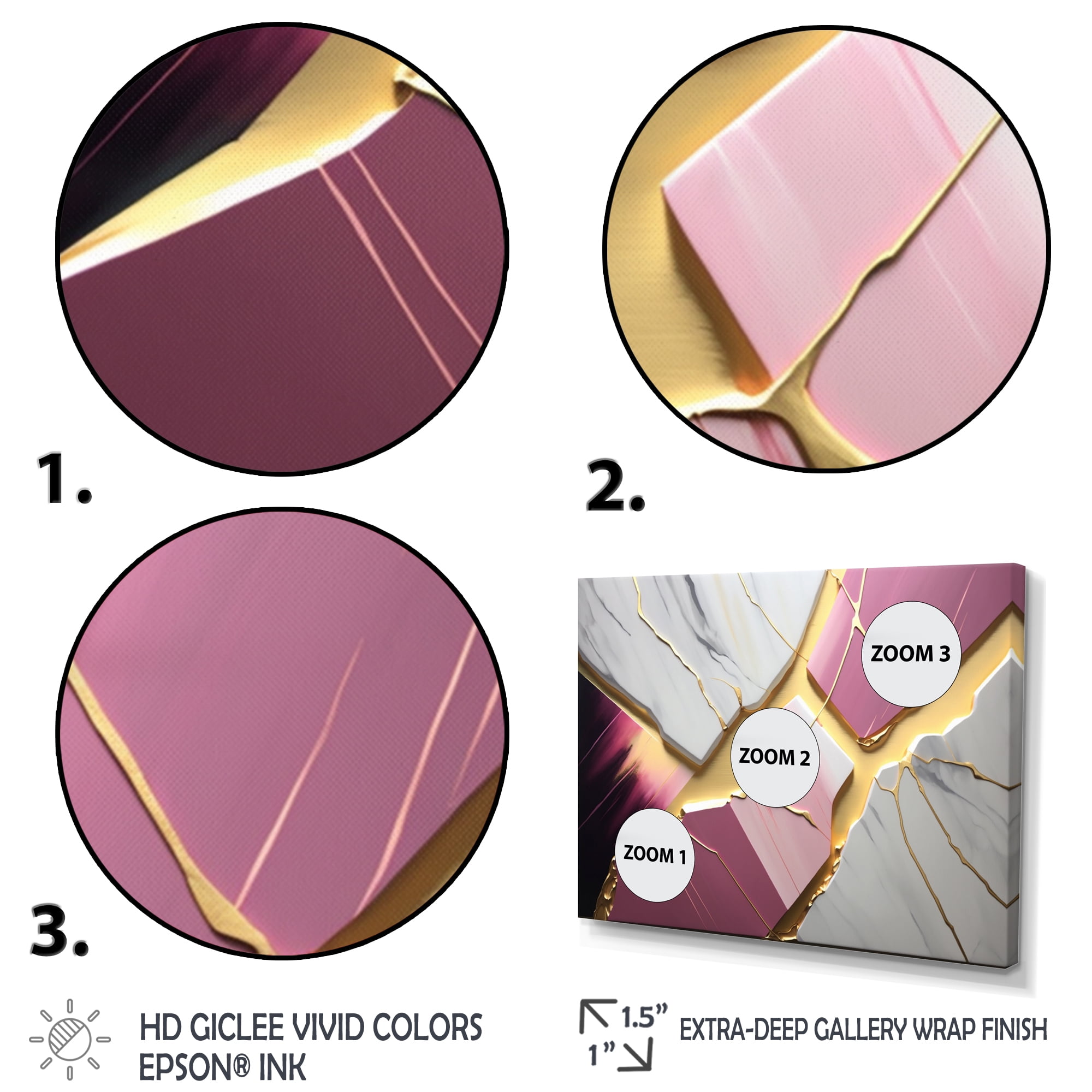 Designart Abstract Geode Pink V Canvas Wall Art