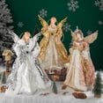 thumbnail image 4 of Adornos de ángel para árbol de Navidad, parte superior de Ángel dorado, decoración de Navidad dorada para jardín, patio, cafetería, decoración de escritorio, 4 of 4