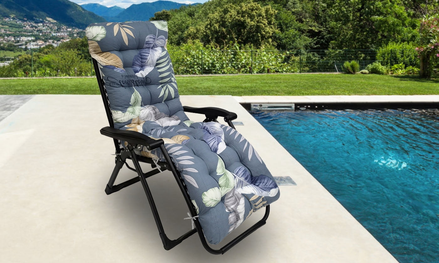Chaise Lounge Cushions Outdoor 67"×22" Thickened Super Soft and Skin-Friendly Polyester Fiber Lounge Chair Cushions Replacement for Outdoor Furniture with Ties Blue
