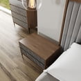 thumbnail image 3 of Mid Century Walnut and Gray Faux Marble Two Drawer Nightstand, 3 of 5