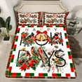 thumbnail image 2 of Manfei Joy Days Twin Sheet Sets,Christmas Cardinal Bird Twin Fitted Sheet,Red Berry Plaid Flat Sheet For Children,Super Cozy Room Decor,3 Pieces, 2 of 7
