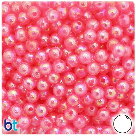 BeadTin Dark Pink Translucent AB 8mm Round Plastic Beads (150pcs)