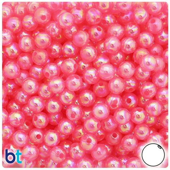 BeadTin Dark Pink Translucent AB 8mm Round Plastic Beads (150pcs)