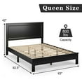 thumbnail image 2 of Gymax Queen Size Bed Frame Platform Slat High Headboard Bedroom Rubber Wood Leg Black, 2 of 10