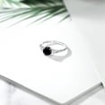 thumbnail image 4 of Gem Stone King 10K White Gold Black Diamond White Created Sapphire and White Diamond Accent 3-Stone Engagement Ring for Women (1.20 Cttw, Round 6MM, Gemstone April Birthstone, Size 8.5), 4 of 5