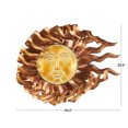 thumbnail image 3 of DecMode Copper Metal Sun Wall Decor with Gold Sun Face and Folded Wavy Rays, 3 of 9