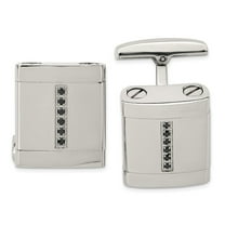 Stainless Steel Polished Black Cubic Zirconia Cuff Links