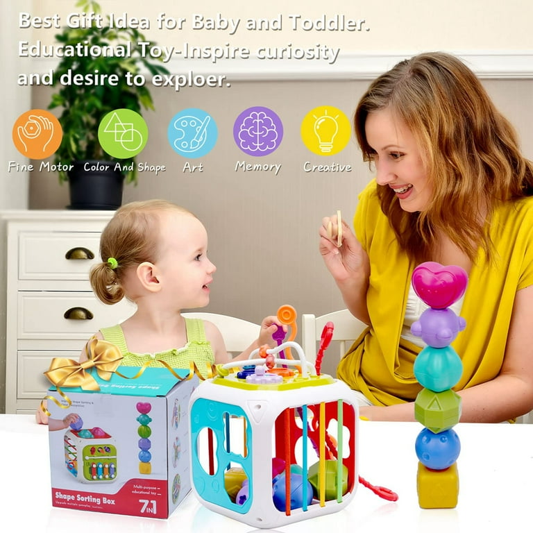 LAYADO Baby Sensory Shape Sorter Toy Montessori Sensory Learning Educational Motor Skills Toys for 6 36 Months Toddlers Babies Gift for Boys Girls