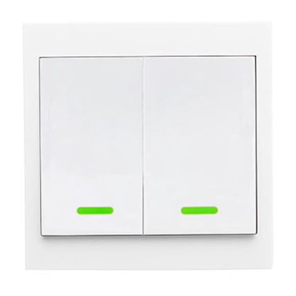 2-Channel 433.92MHz Wireless Remote Control Wall Switch, 86 EV1527 Encoded Smart RF Transmitter for Lighting, 0-100m Range, Battery Not Included (12V 27A L828 Required), 86x86x32mm Panel