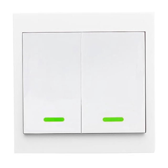 Commutateur Mural Sans Fil à Télécommande à 2 Canaux 433,92 MHz, Émetteur RF Intelligent Encodé 86 EV1527 pour l'Éclairage, Portée 0-100 m, Batterie Non Incluse (12 V 27 A L828 Requise), Panneau 86x86x32 mm