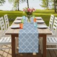 thumbnail image 4 of Table Runners 36 Inches Long Dress Scarves, Sky Blue Morocco Farmhouse Kitchen/Dining Table Runner, Short Coffee Tablerunners, Farmhouse Geometric Quatrefoil Grid 13x36 Inch, 4 of 9