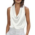 thumbnail image 2 of Women's Silk Satin Tank Top, Casual Camisole Sleeveless Business Blouse for Dressy Summer Work and Office Wear,White,2XL, 2 of 8
