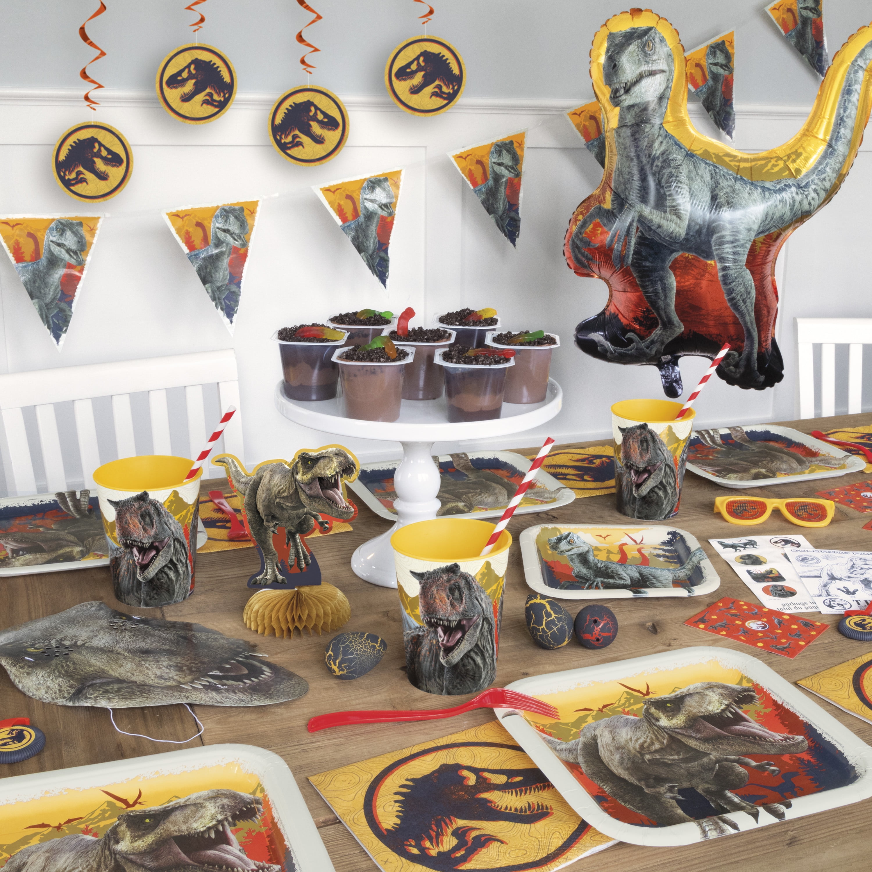 Décoration de table Dinosaure Jurassic pour 10 personnes.
